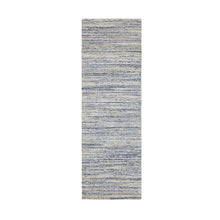 Load image into Gallery viewer, 2&#39;6&quot;x8&#39; Blue Variegated Textured Design Hand Loomed Runner Pure Wool Modern Oriental Rug FWR350388