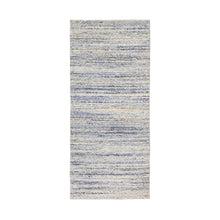Load image into Gallery viewer, 2&#39;6&quot;x5&#39;10&quot; Blue Variegated Textured Design Hand Loomed Runner Pure Wool Modern Oriental Rug FWR350406
