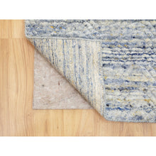 Load image into Gallery viewer, 2&#39;6&quot;x5&#39;10&quot; Blue Variegated Textured Design Hand Loomed Runner Pure Wool Modern Oriental Rug FWR350406