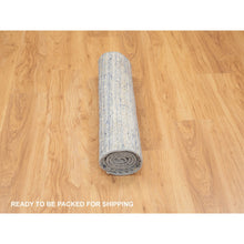 Load image into Gallery viewer, 2&#39;6&quot;x5&#39;10&quot; Blue Variegated Textured Design Hand Loomed Runner Pure Wool Modern Oriental Rug FWR350406