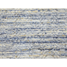 Load image into Gallery viewer, 2&#39;6&quot;x9&#39;9&quot; Blue Variegated Textured Design Hand Loomed Runner Pure Wool Modern Oriental Rug FWR350412