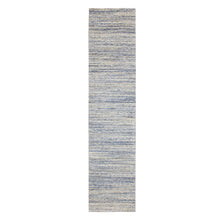 Load image into Gallery viewer, 2&#39;6&quot;x11&#39;9&quot; Blue Variegated Textured Design Hand Loomed Runner Pure Wool Modern Oriental Rug FWR350418