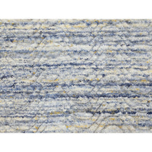 Load image into Gallery viewer, 2&#39;6&quot;x11&#39;9&quot; Blue Variegated Textured Design Hand Loomed Runner Pure Wool Modern Oriental Rug FWR350418