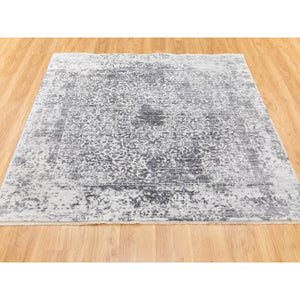 6'2"x6'2" Square Wool And Silk Hand Knotted Broken Persian Design Hand Knotted Oriental Rug FWR350442