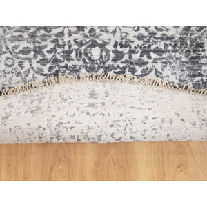 7'x7' Round Broken Persian Design Wool and Pure Silk Hand Knotted Oriental Rug FWR350448