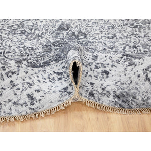 7'x7' Round Broken Persian Design Wool and Pure Silk Hand Knotted Oriental Rug FWR350448