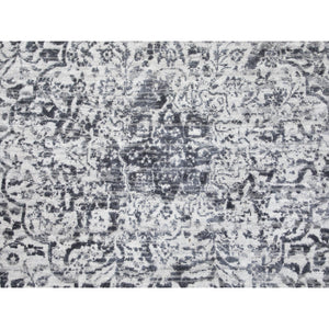 7'x7' Round Broken Persian Design Wool and Pure Silk Hand Knotted Oriental Rug FWR350448