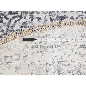 7'x7' Round Broken Persian Design Wool and Pure Silk Hand Knotted Oriental Rug FWR350448