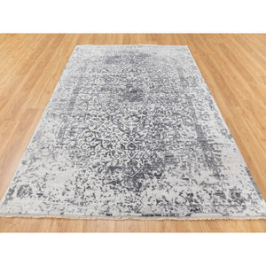 6'x9'2" Wool And Silk Hand Knotted Broken Persian Design Hand Knotted Oriental Rug FWR350538