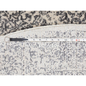 5'10"x5'10" Round Fine jacquard Hand Loomed Erased Design Wool And Silk Oriental Rug FWR350562