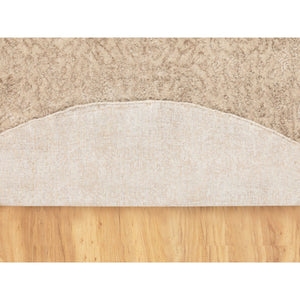 5'9"x5'9" Round Taupe Fine Jacquard Hand Loomed Modern Wool And Art Silk Oriental Rug FWR350598