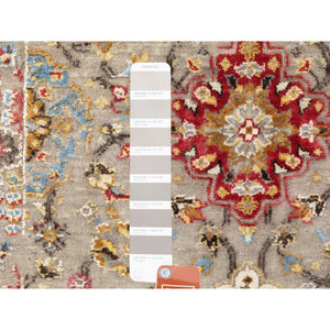 2'9"x7'10" THE SUNSET ROSETTES Wool And Pure Silk Runner Hand Knotted Oriental Rug FWR350640