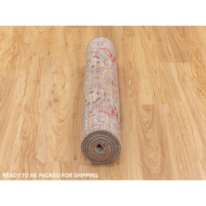 2'8"x7'10" THE SUNSET ROSETTES Wool And Pure Silk Runner Hand Knotted Oriental Rug FWR350646