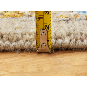 2'8"x7'10" THE SUNSET ROSETTES Wool And Pure Silk Runner Hand Knotted Oriental Rug FWR350646