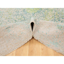 Load image into Gallery viewer, 9&#39;x12&#39; Ivory Touch Of Green Pure Silk With Textured Wool Hand Knotted Oriental Rug FWR350652
