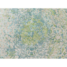 Load image into Gallery viewer, 9&#39;x12&#39; Ivory Touch Of Green Pure Silk With Textured Wool Hand Knotted Oriental Rug FWR350652