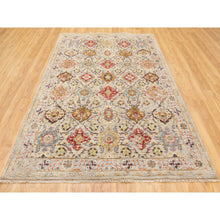 Load image into Gallery viewer, 6&#39;1&quot;x9&#39; THE SUNSET ROSETTES Wool And Pure Silk Hand Knotted Oriental Rug FWR350658