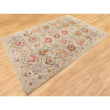 Load image into Gallery viewer, 6&#39;1&quot;x9&#39; THE SUNSET ROSETTES Wool And Pure Silk Hand Knotted Oriental Rug FWR350658