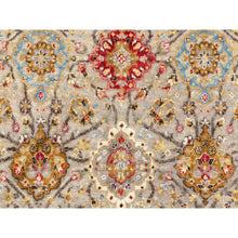 Load image into Gallery viewer, 6&#39;1&quot;x9&#39; THE SUNSET ROSETTES Wool And Pure Silk Hand Knotted Oriental Rug FWR350658