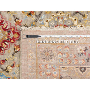 6'1"x9' THE SUNSET ROSETTES Wool And Pure Silk Hand Knotted Oriental Rug FWR350658