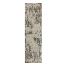 Load image into Gallery viewer, 2&#39;8&quot;x9&#39;7&quot; Earth Tones Hi and Lo Pile Abstract Design Wool and Silk Hand Knotted Runner Oriental Rug FWR350664
