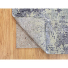 Load image into Gallery viewer, 2&#39;8&quot;x7&#39;10&quot; Gray Thick and Plush Abstract Design Hand Knotted Runner Wool and Silk Oriental Rug FWR350676