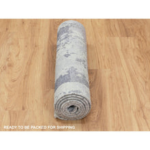 Load image into Gallery viewer, 2&#39;8&quot;x7&#39;10&quot; Gray Thick and Plush Abstract Design Hand Knotted Runner Wool and Silk Oriental Rug FWR350676