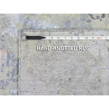 Load image into Gallery viewer, 2&#39;8&quot;x7&#39;10&quot; Gray Thick and Plush Abstract Design Hand Knotted Runner Wool and Silk Oriental Rug FWR350676