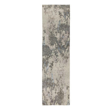 Load image into Gallery viewer, 2&#39;8&quot;x10&#39; Gray Abstract Design Wool And Silk Runner Hand Knotted Oriental Rug FWR350688