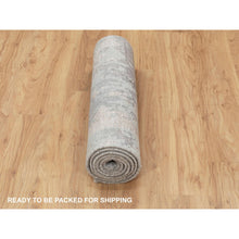 Load image into Gallery viewer, 2&#39;8&quot;x10&#39; Gray Abstract Design Wool And Silk Runner Hand Knotted Oriental Rug FWR350688