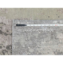 Load image into Gallery viewer, 2&#39;8&quot;x10&#39; Gray Abstract Design Wool And Silk Runner Hand Knotted Oriental Rug FWR350688