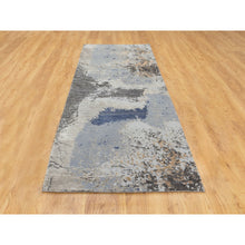 Load image into Gallery viewer, 2&#39;9&quot;x9&#39;8&quot; Gray Abstract Design Wool And Silk Runner Hand Knotted Oriental Rug FWR350730