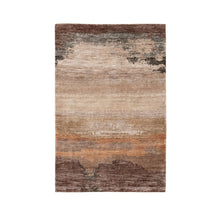 Load image into Gallery viewer, 3&#39;x5&#39; Earth Tone Colors Abstract Design Wool And Silk Hand Knotted Modern Oriental Rug FWR350772