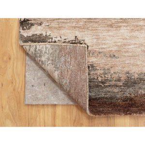 3'x5' Earth Tone Colors Abstract Design Wool And Silk Hand Knotted Modern Oriental Rug FWR350772