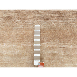 3'x5' Earth Tone Colors Abstract Design Wool And Silk Hand Knotted Modern Oriental Rug FWR350772