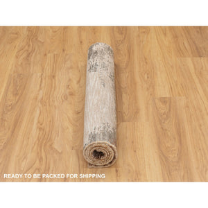 3'x5' Earth Tone Colors Abstract Design Wool And Silk Hand Knotted Modern Oriental Rug FWR350772