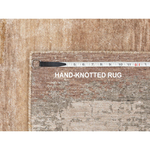 3'x5' Earth Tone Colors Abstract Design Wool And Silk Hand Knotted Modern Oriental Rug FWR350772