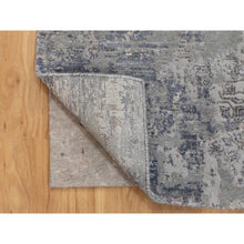 Load image into Gallery viewer, 3&#39;x5&#39; Gray Erased Design Wool And Silk Runner Hand Knotted Oriental Rug FWR350778