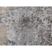 Load image into Gallery viewer, 3&#39;x5&#39; Gray Erased Design Wool And Silk Runner Hand Knotted Oriental Rug FWR350778