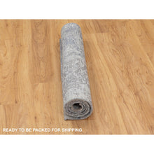 Load image into Gallery viewer, 3&#39;x5&#39; Gray Erased Design Wool And Silk Runner Hand Knotted Oriental Rug FWR350778