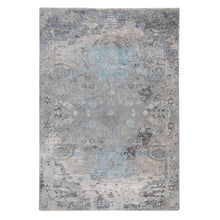 Load image into Gallery viewer, 3&#39;x5&#39; Gray Erased Design Wool And Silk Hand Knotted Oriental Rug FWR350790