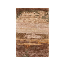 Load image into Gallery viewer, 3&#39;x5&#39; Earth Tone Colors Abstract Design Wool And Silk Hand Knotted Modern Oriental Rug FWR350802