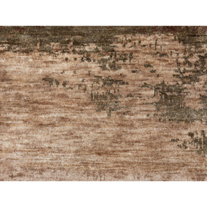 3'x5' Earth Tone Colors Abstract Design Wool And Silk Hand Knotted Modern Oriental Rug FWR350802