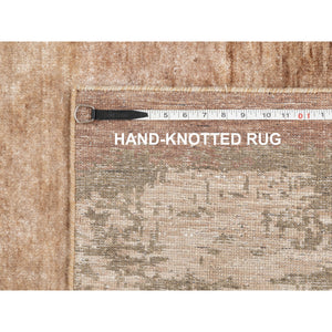 3'x5' Earth Tone Colors Abstract Design Wool And Silk Hand Knotted Modern Oriental Rug FWR350802