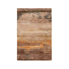 Load image into Gallery viewer, 3&#39;x5&#39; Earth Tone Colors Abstract Design Wool And Silk Hand Knotted Modern Oriental Rug FWR350808