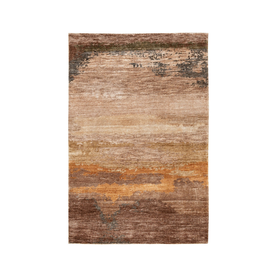 3'x5' Earth Tone Colors Abstract Design Wool And Silk Hand Knotted Modern Oriental Rug FWR350808