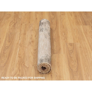 3'x5' Earth Tone Colors Abstract Design Wool And Silk Hand Knotted Modern Oriental Rug FWR350808