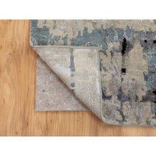 Load image into Gallery viewer, 3&#39;x4&#39;10&quot; Abstract Design Silver-Blue Modern Hand Knotted Wool &amp; Silk Hi-Low Pile Oriental Rug FWR350910