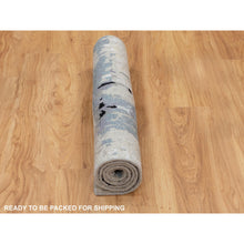 Load image into Gallery viewer, 3&#39;x5&#39;1&quot; Wool &amp; Silk Abstract Design Modern Silver, Blue Hand Knotted Hi-Low Pile Oriental Rug FWR350928