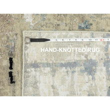 Load image into Gallery viewer, 2&#39;5&quot;x9&#39;9&quot; Abstract Design Silver- Blue Modern Hand Knotted Wool &amp; Silk Oriental Runner Rug FWR350988